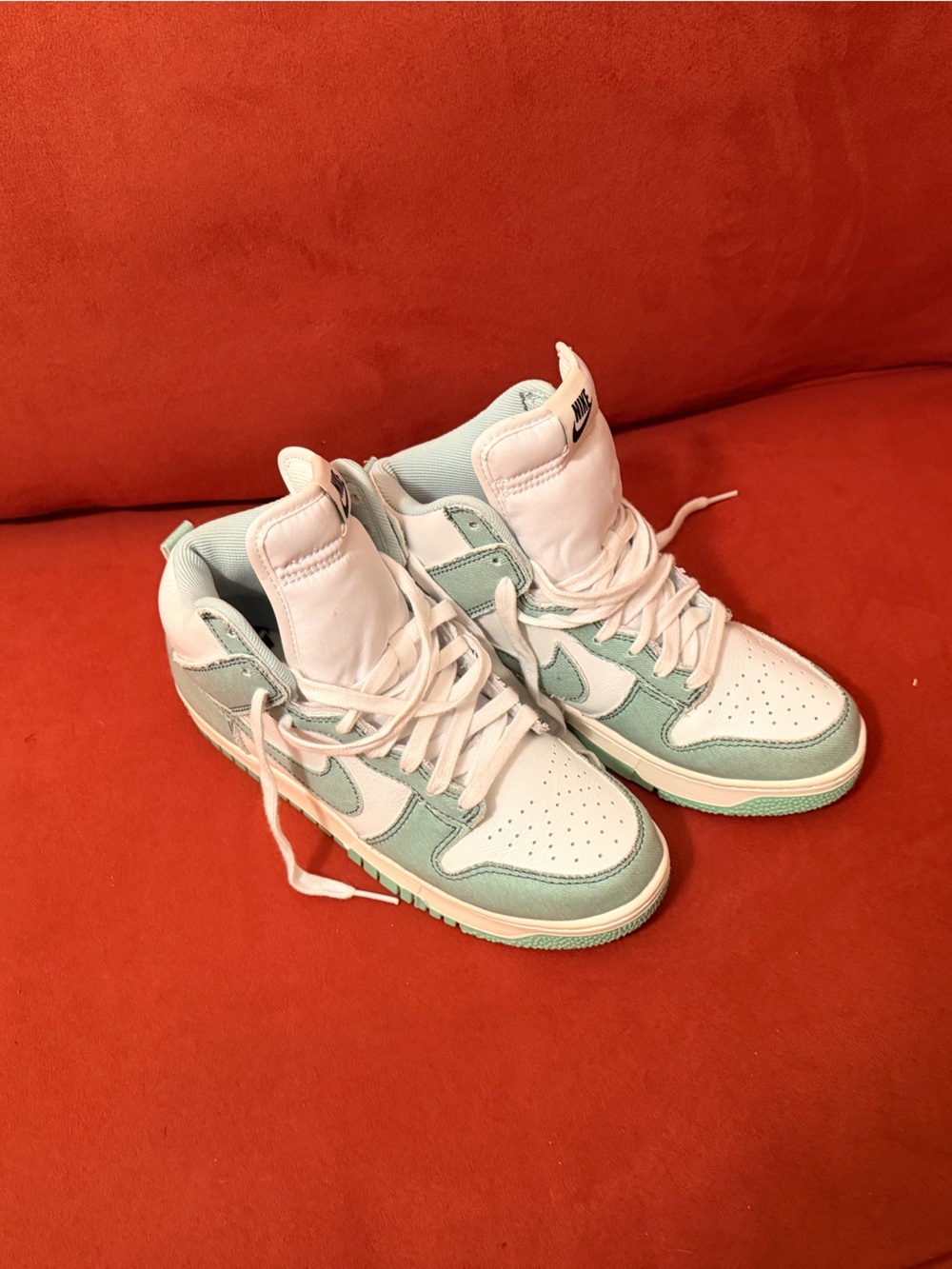 Nike Mint and White High-Top Sneakers